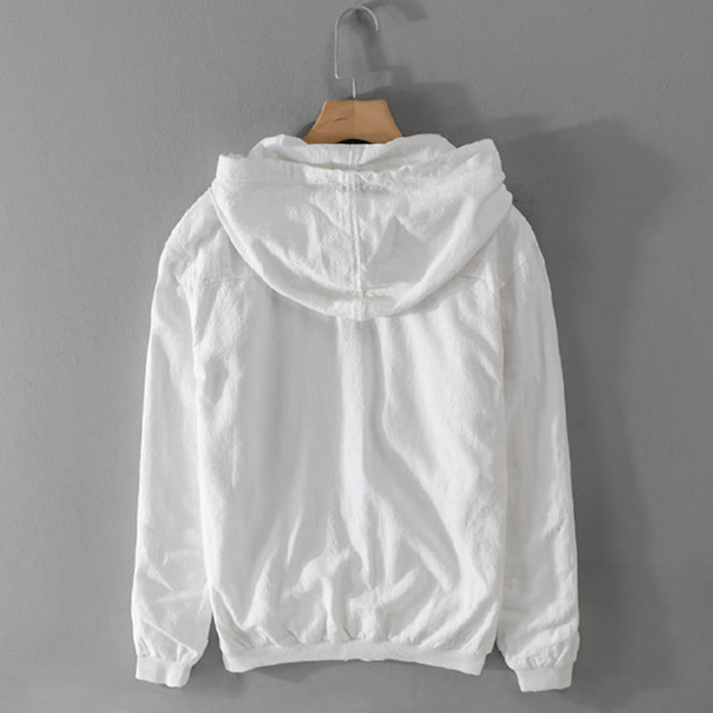 Sweat à capuche à manches longues et ourlet côtelé avec motif Buddha Stones pour homme, veste en coton et lin avec poches - image 16