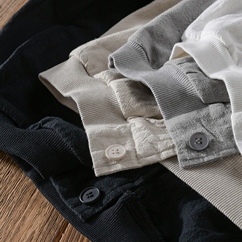 Sweat à capuche à manches longues et ourlet côtelé avec motif Buddha Stones pour homme, veste en coton et lin avec poches - image 22