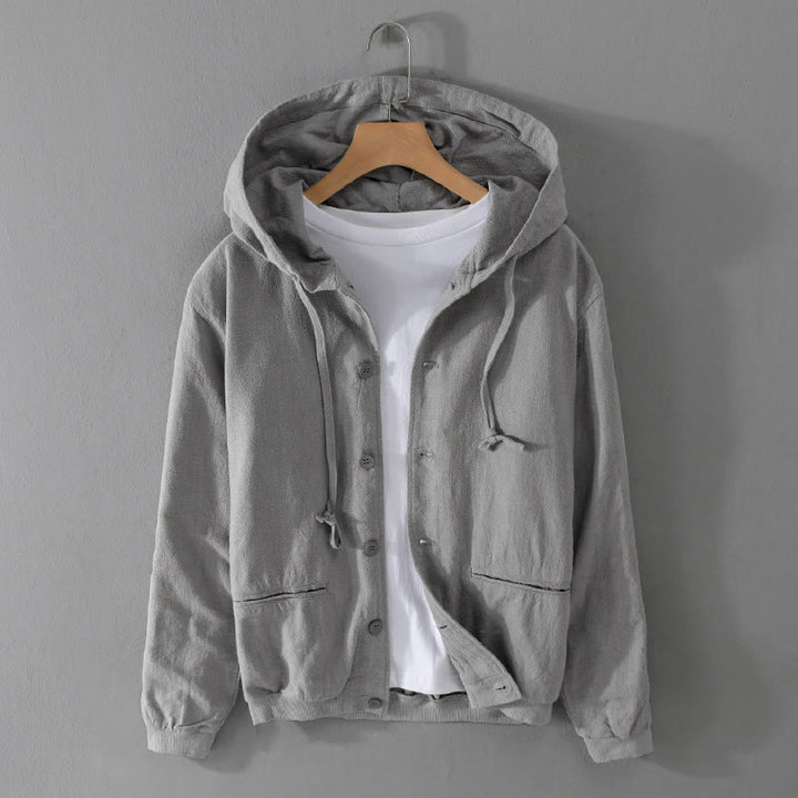 Sweat à capuche à manches longues et ourlet côtelé avec motif Buddha Stones pour homme, veste en coton et lin avec poches - Gris foncé - US/UK/AU42，EU52 (3XL) - image 0