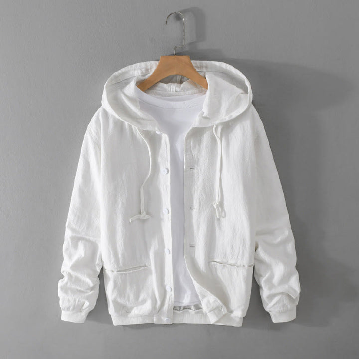 Sweat à capuche à manches longues et ourlet côtelé avec motif Buddha Stones pour homme, veste en coton et lin avec poches - Blanc - US/UK/AU42，EU52 (3XL) - image 15