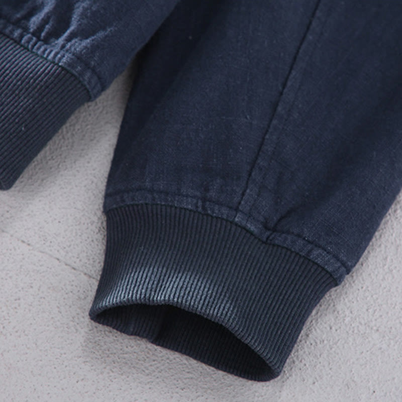 Veste d'hiver à manches longues et col montant pour homme, en coton et lin, avec fermeture éclair et poches, motif Buddha Stones - image 9