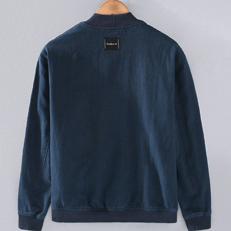 Veste d'hiver à manches longues et col montant pour homme, en coton et lin, avec fermeture éclair et poches, motif Buddha Stones - image 3