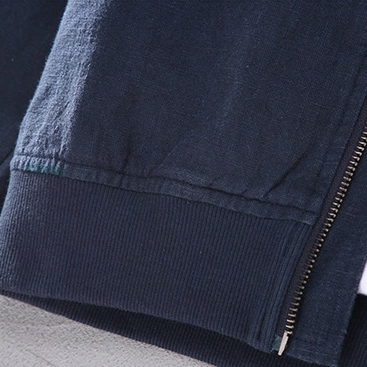 Veste d'hiver à manches longues et col montant pour homme, en coton et lin, avec fermeture éclair et poches, motif Buddha Stones - image 10