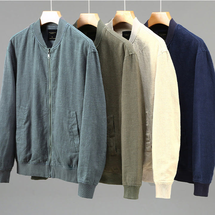 Veste d'hiver à manches longues et col montant pour homme, en coton et lin, avec fermeture éclair et poches, motif Buddha Stones - image 14