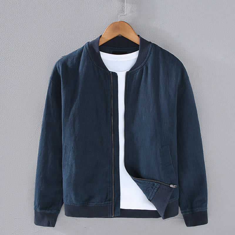 Veste d'hiver à manches longues et col montant pour homme, en coton et lin, avec fermeture éclair et poches, motif Buddha Stones - Marine - US/UK/AU42，EU52 (3XL) - image 1