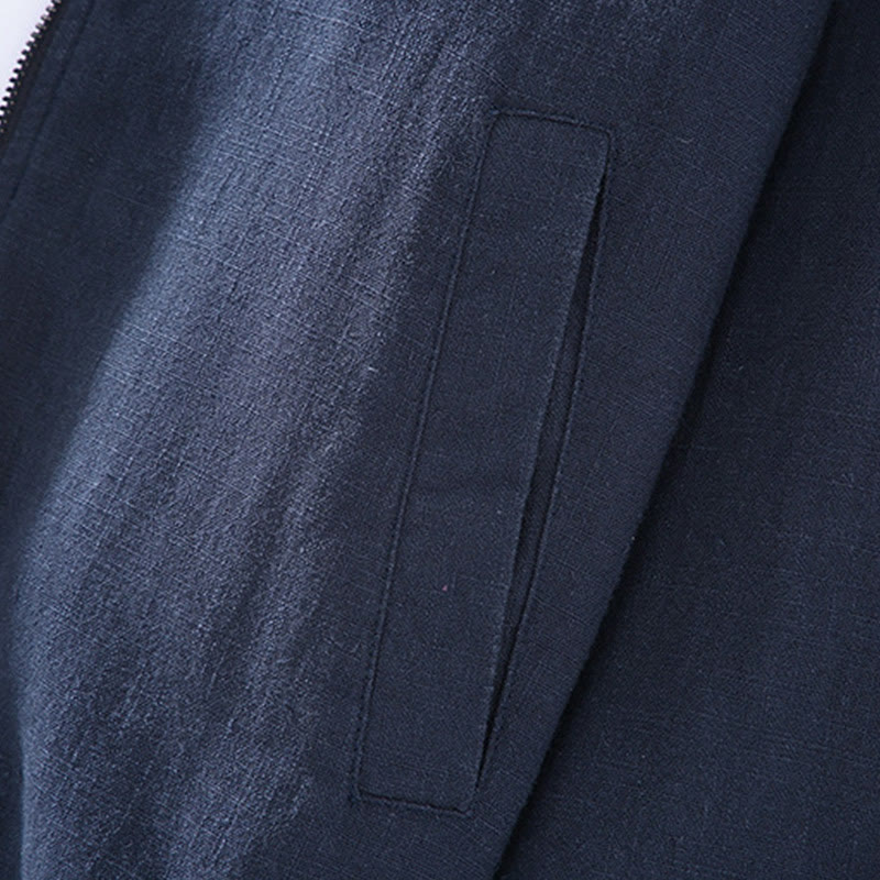 Veste d'hiver à manches longues et col montant pour homme, en coton et lin, avec fermeture éclair et poches, motif Buddha Stones - image 8