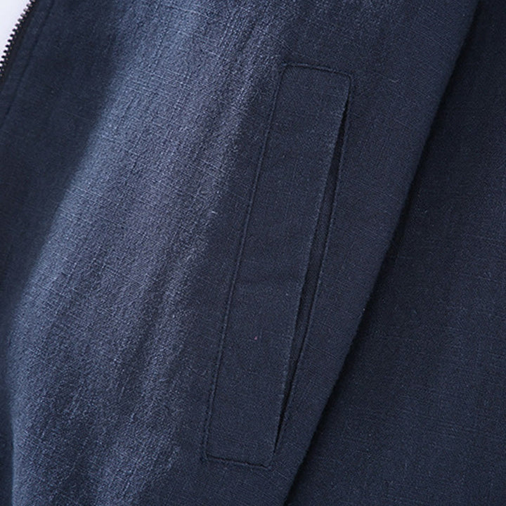 Veste d'hiver à manches longues et col montant pour homme, en coton et lin, avec fermeture éclair et poches, motif Buddha Stones - image 8