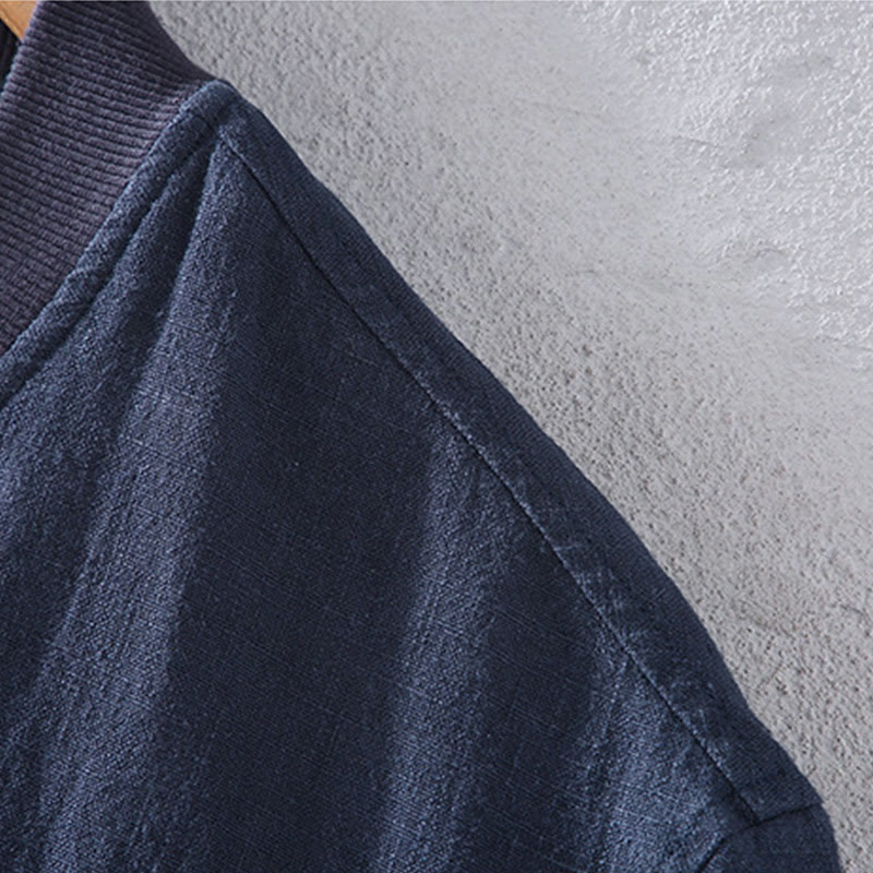 Veste d'hiver à manches longues et col montant pour homme, en coton et lin, avec fermeture éclair et poches, motif Buddha Stones - image 6