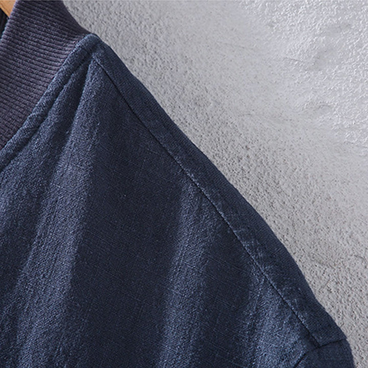 Veste d'hiver à manches longues et col montant pour homme, en coton et lin, avec fermeture éclair et poches, motif Buddha Stones - image 6