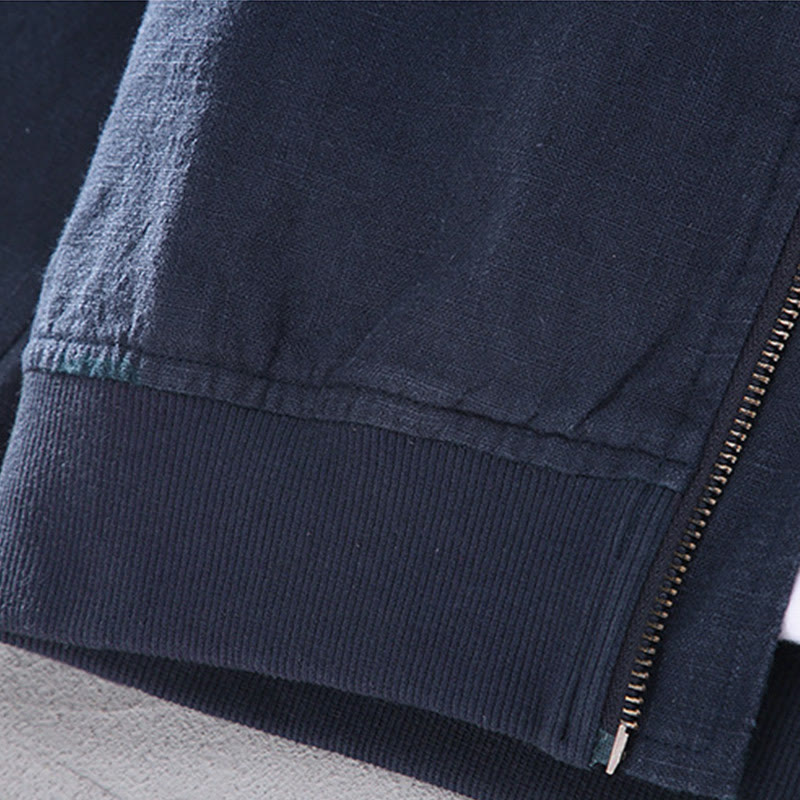 Veste d'hiver à manches longues et col montant pour homme, en coton et lin, avec fermeture éclair et poches, motif Buddha Stones - image 10