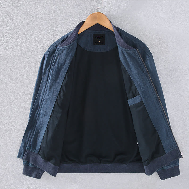 Veste d'hiver à manches longues et col montant pour homme, en coton et lin, avec fermeture éclair et poches, motif Buddha Stones - image 2