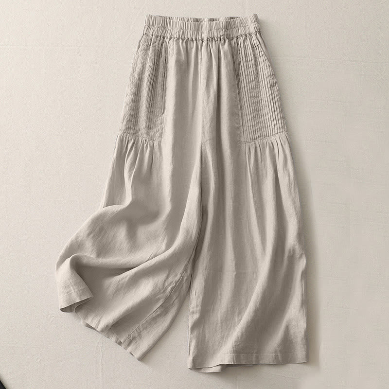 Pantalon large Buddha Stones uni à plis élastiques en polyester pour femme avec poches - Tanné - US8-10，UK/AU12-14，EU40-42 (2XL) - image 12