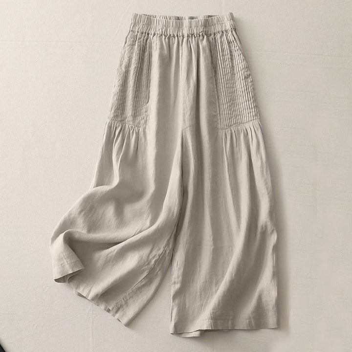 Pantalon large Buddha Stones uni à plis élastiques en polyester pour femme avec poches - Tanné - US8-10，UK/AU12-14，EU40-42 (2XL) - image 12