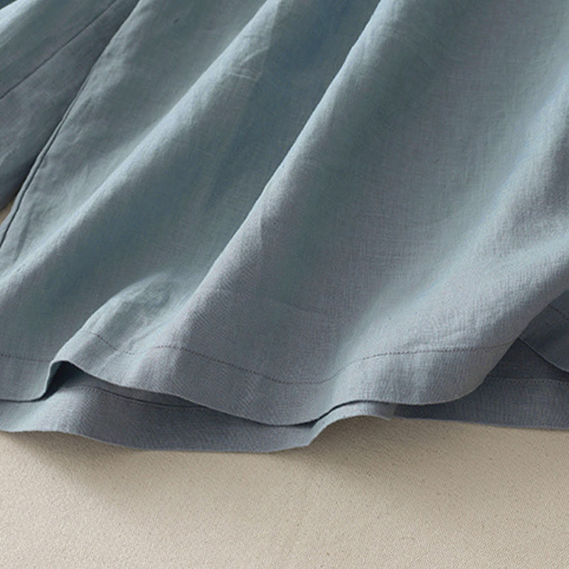 Pantalon large Buddha Stones uni à plis élastiques en polyester pour femme avec poches - image 18