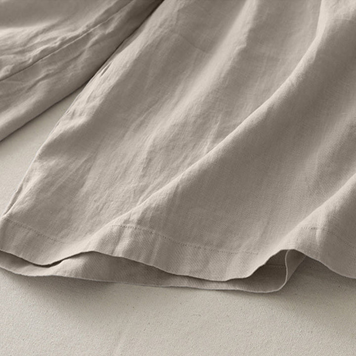 Pantalon large Buddha Stones uni à plis élastiques en polyester pour femme avec poches - image 15