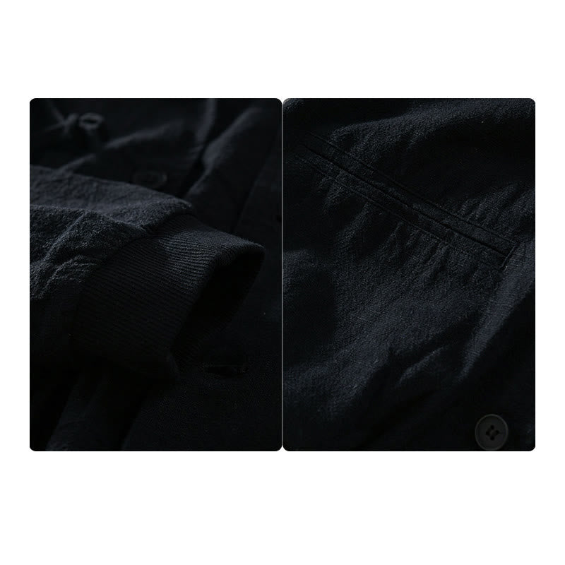 Sweat à capuche à manches longues et ourlet côtelé avec motif Buddha Stones pour homme, veste en coton et lin avec poches - image 14