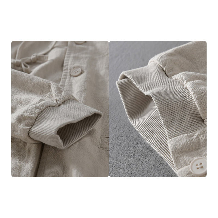 Sweat à capuche à manches longues et ourlet côtelé avec motif Buddha Stones pour homme, veste en coton et lin avec poches - image 10