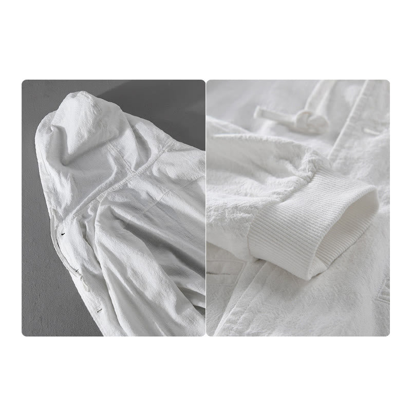Sweat à capuche à manches longues et ourlet côtelé avec motif Buddha Stones pour homme, veste en coton et lin avec poches - image 18