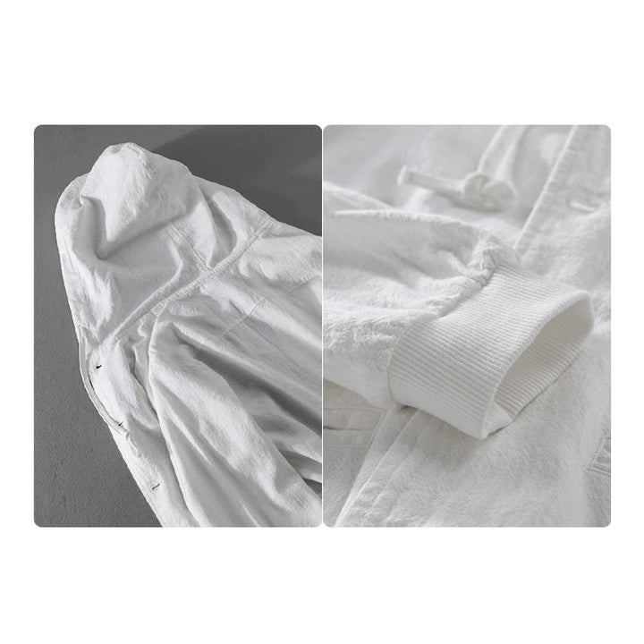 Sweat à capuche à manches longues et ourlet côtelé avec motif Buddha Stones pour homme, veste en coton et lin avec poches - image 18