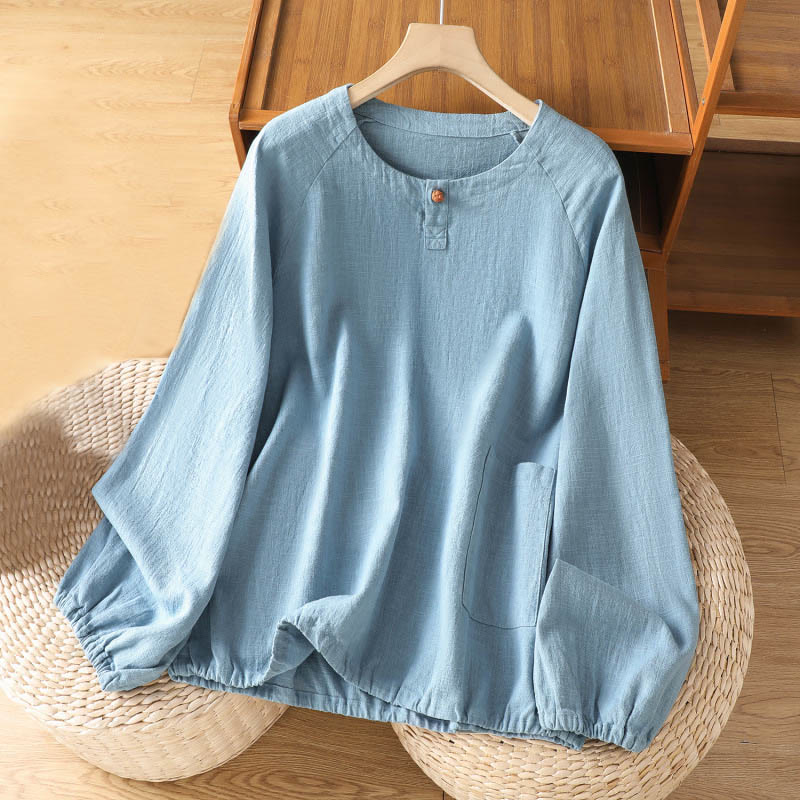 Chemise décontractée à manches longues en coton et polyester pour femme Buddha Stones - Bleu ciel clair - US14，UK/AU18，EU46 (2XL) - image 8