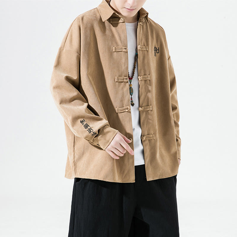 Chemise à manches longues en coton pour homme, motif de grenouille chinoise brodée de Buddha Stones - image 10