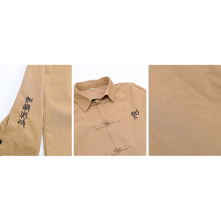 Chemise à manches longues en coton pour homme, motif de grenouille chinoise brodée de Buddha Stones - image 19