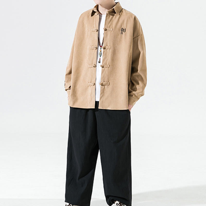 Chemise à manches longues en coton pour homme, motif de grenouille chinoise brodée de Buddha Stones - image 18