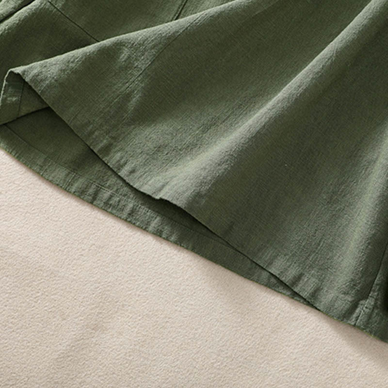 Chemise décontractée à manches longues et col ras du cou pour femme, en coton, avec poches et boutons Buddha Stones - image 3