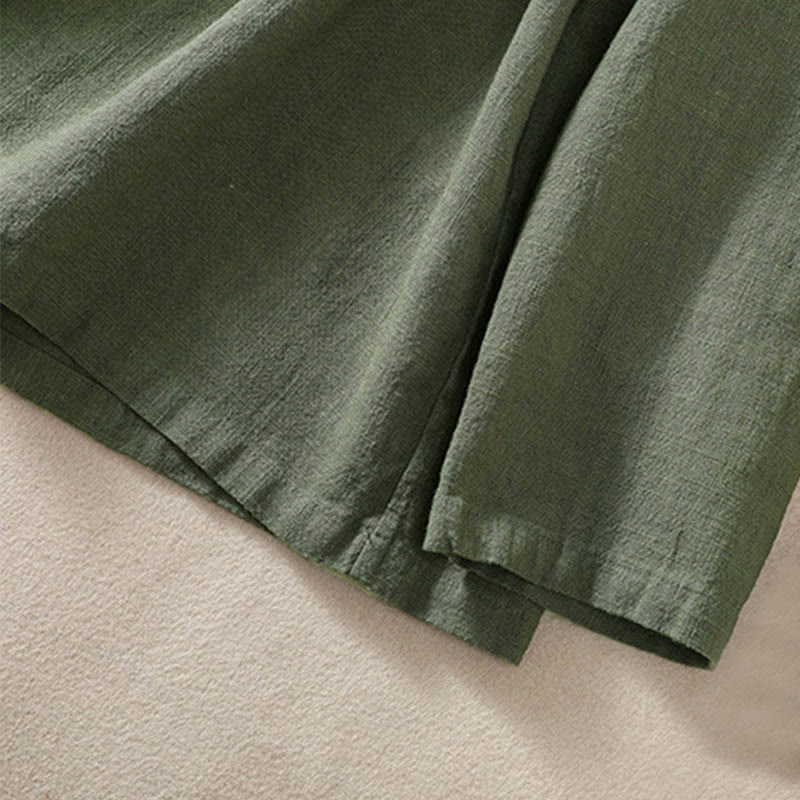 Chemise décontractée à manches longues et col ras du cou pour femme, en coton, avec poches et boutons Buddha Stones - image 2