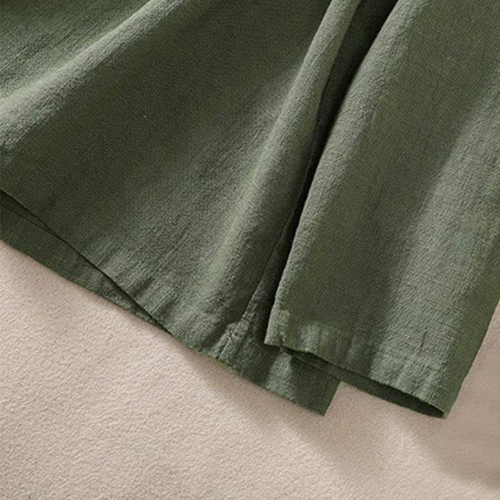 Chemise décontractée à manches longues et col ras du cou pour femme, en coton, avec poches et boutons Buddha Stones - image 2