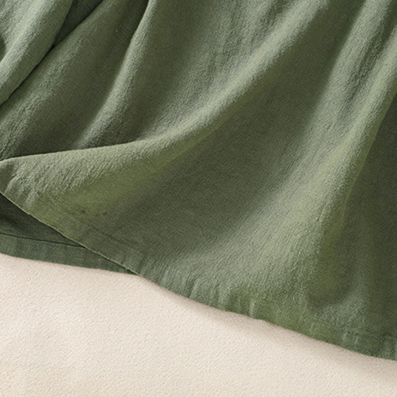 Chemise décontractée à manches longues et col ras du cou pour femme, en coton, avec poches et boutons Buddha Stones - image 8