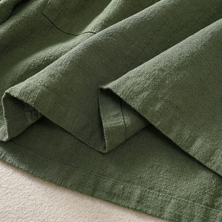 Chemise décontractée à manches longues et col ras du cou pour femme, en coton, avec poches et boutons Buddha Stones - image 6