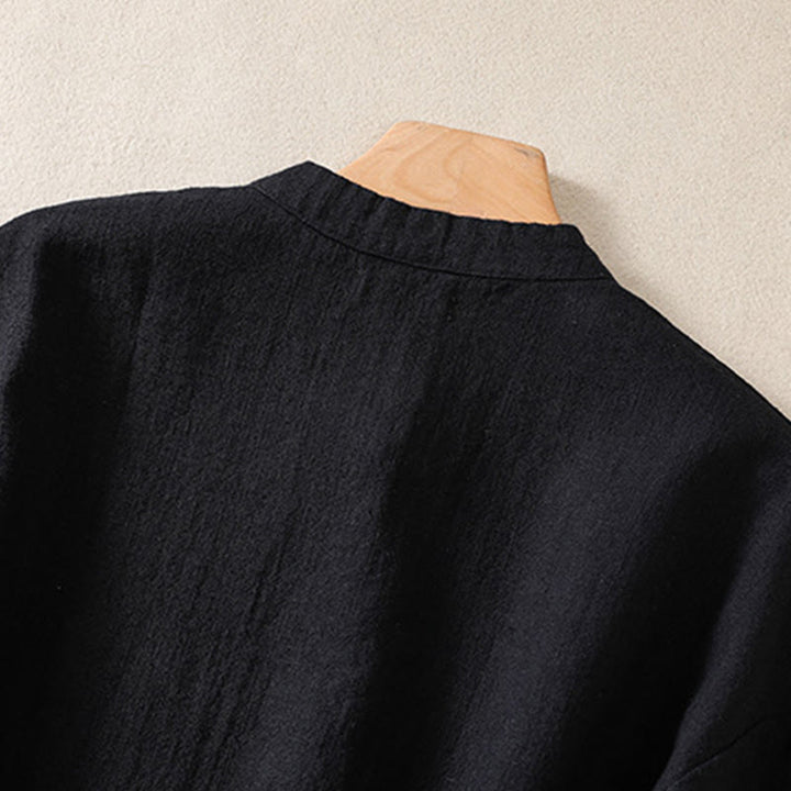 Chemise décontractée à manches longues et col ras du cou pour femme, en coton, avec poches et boutons Buddha Stones - image 14