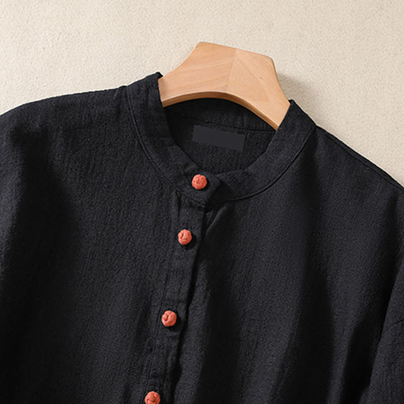 Chemise décontractée à manches longues et col ras du cou pour femme, en coton, avec poches et boutons Buddha Stones - image 11