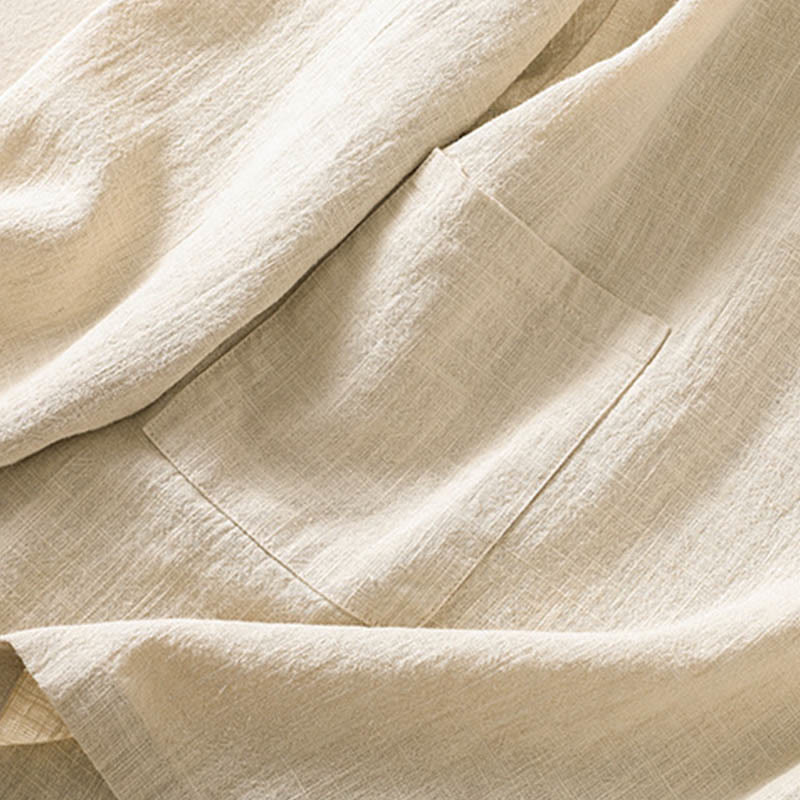 Chemise décontractée à manches longues et col ras du cou pour femme, en coton, avec poches et boutons Buddha Stones - image 20