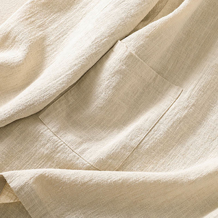 Chemise décontractée à manches longues et col ras du cou pour femme, en coton, avec poches et boutons Buddha Stones - image 20