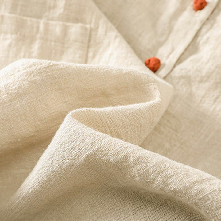 Chemise décontractée à manches longues et col ras du cou pour femme, en coton, avec poches et boutons Buddha Stones - image 25