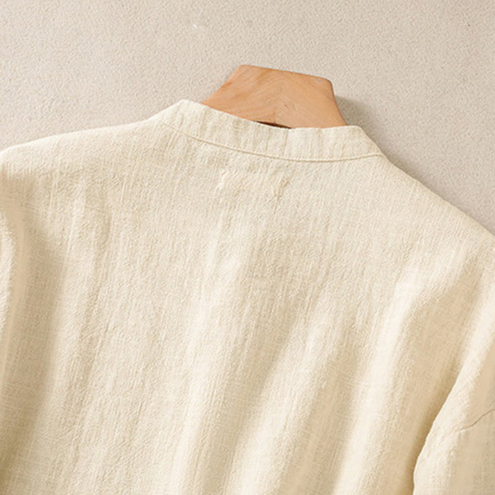 Chemise décontractée à manches longues et col ras du cou pour femme, en coton, avec poches et boutons Buddha Stones - image 24