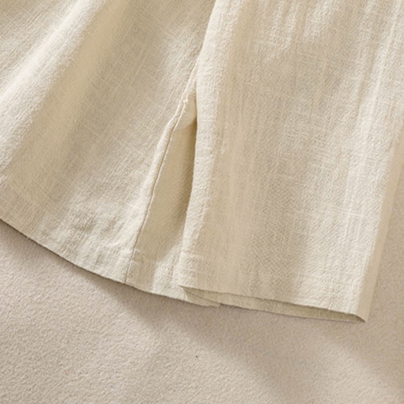 Chemise décontractée à manches longues et col ras du cou pour femme, en coton, avec poches et boutons Buddha Stones - image 19