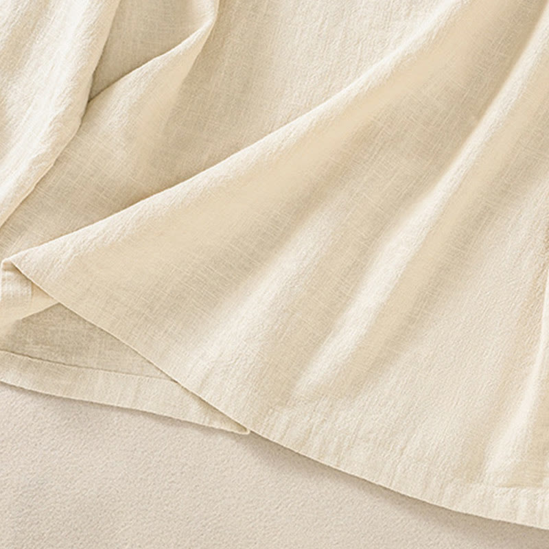 Chemise décontractée à manches longues et col ras du cou pour femme, en coton, avec poches et boutons Buddha Stones - image 18