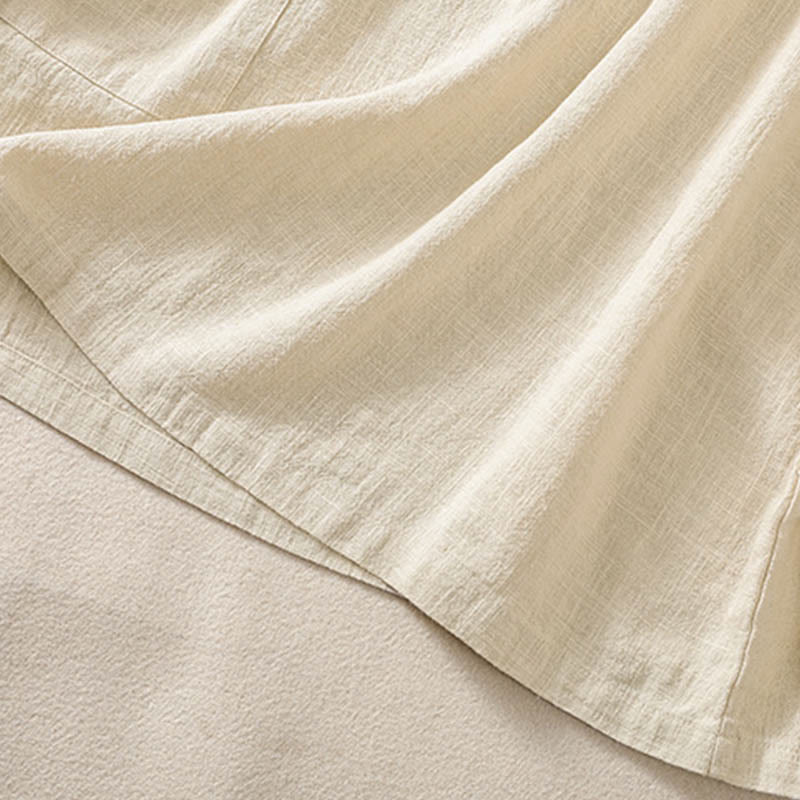 Chemise décontractée à manches longues et col ras du cou pour femme, en coton, avec poches et boutons Buddha Stones - image 21