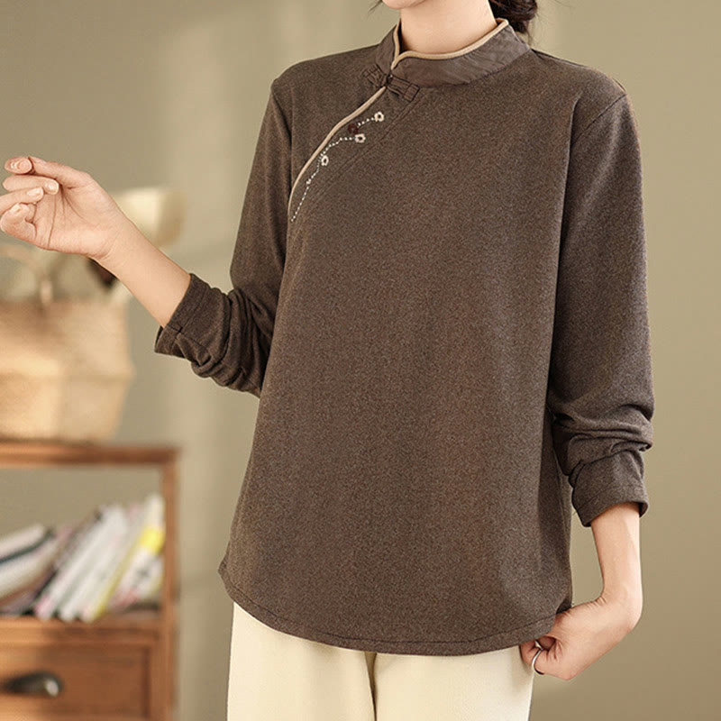 Chemise à manches longues en coton à boutons grenouille Buddha Stones pour femme - image 5