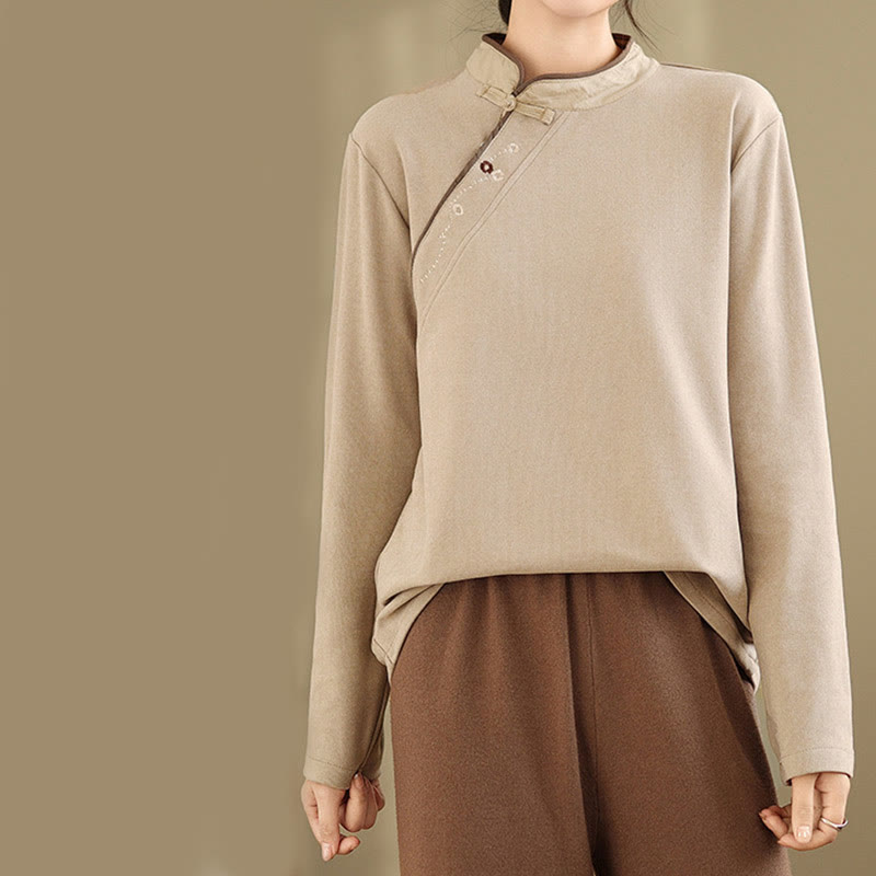 Chemise à manches longues en coton à boutons grenouille Buddha Stones pour femme - image 7