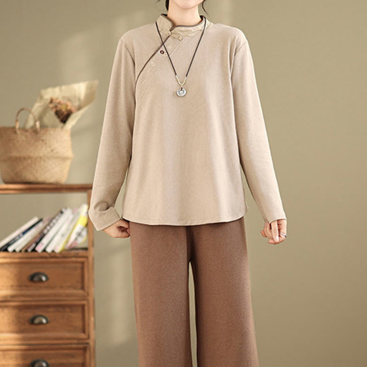 Chemise à manches longues en coton à boutons grenouille Buddha Stones pour femme - image 10