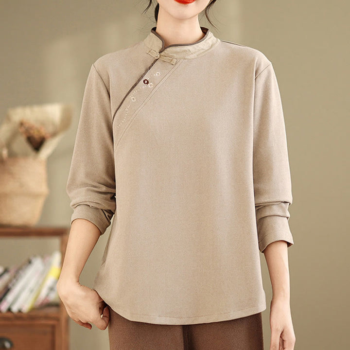 Chemise à manches longues en coton à boutons grenouille Buddha Stones pour femme - image 11