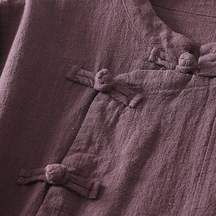 Chemise à manches longues pour femme Buddha Stones, unie et décontractée, à boutons grenouille - image 4