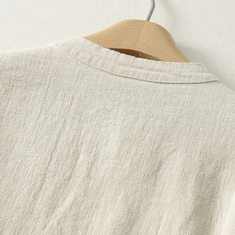 Chemise décontractée à manches longues en coton pour femme avec boutons grenouille et motif Buddha Stones - image 10