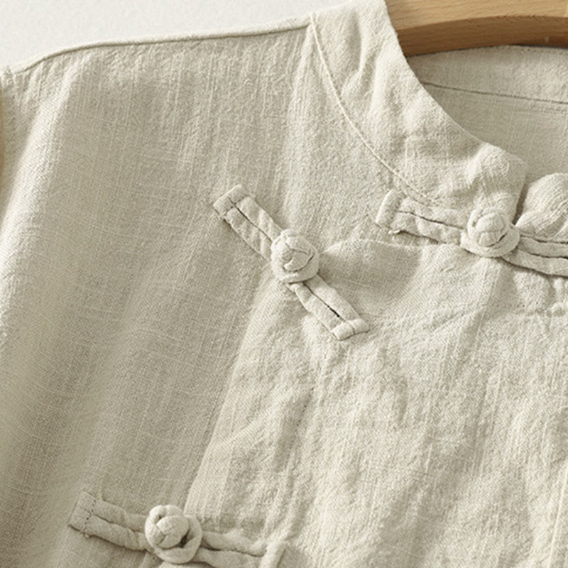 Chemise décontractée à manches longues en coton pour femme avec boutons grenouille et motif Buddha Stones - image 8