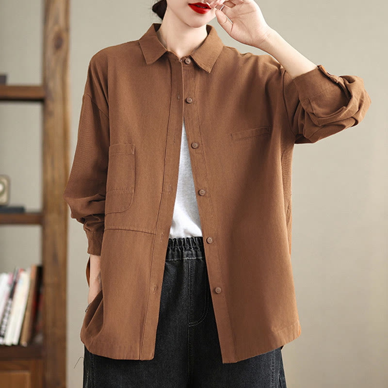 Chemise décontractée à manches longues en coton avec poches et motif Buddha Stones pour femme - Pérou - US14，UK/AU18，EU46 (2XL) - image 12