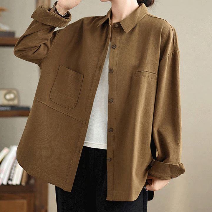 Chemise décontractée à manches longues en coton avec poches et motif Buddha Stones pour femme - Verge d'or foncée - US14，UK/AU18，EU46 (2XL) - image 21